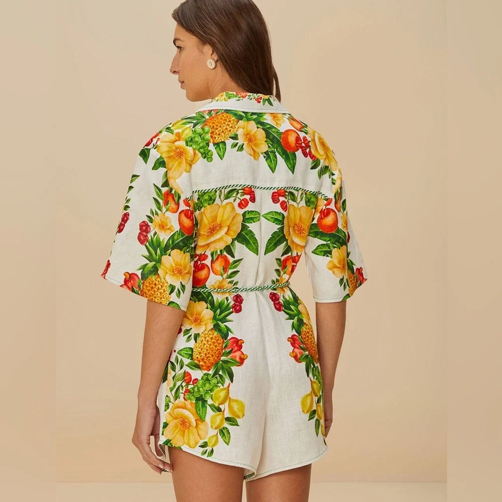 Farm Rio Linen Romper - Picture 2 of 7